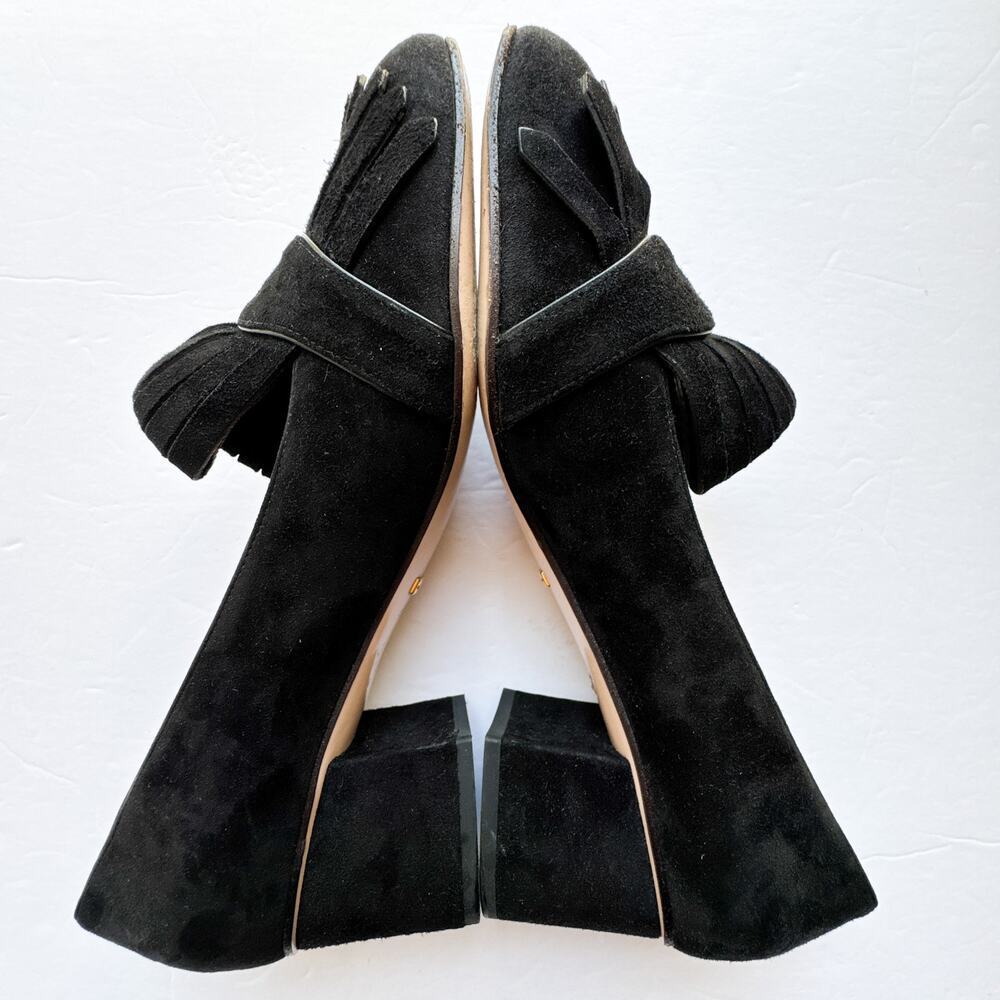 Gucci GG Marmont Fringe Block Heel Pumps Black Suede 39 - Picture 8 of 13